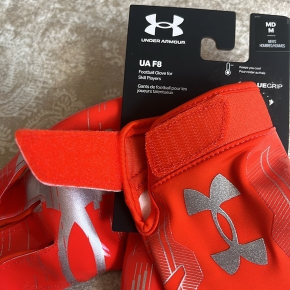 Brand New Under Armour F8 Glue Grip Football Gloves for Skill Players Orange - Picture 12 of 15